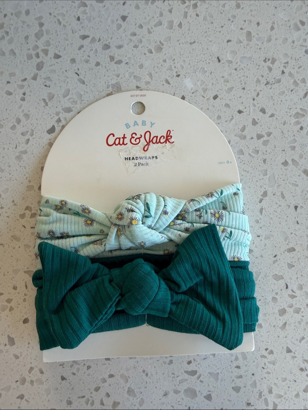 Cat & Jack Teal Floral and Dark Teal Baby Headwraps - 2 Pack